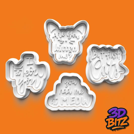 Funny Cat Quotes Cookie Cutter & Embosser Set