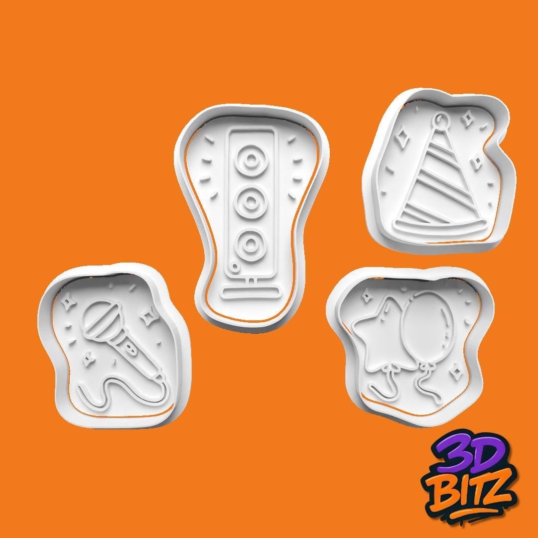 Party Celebration Cookie Cutter & Embosser Set