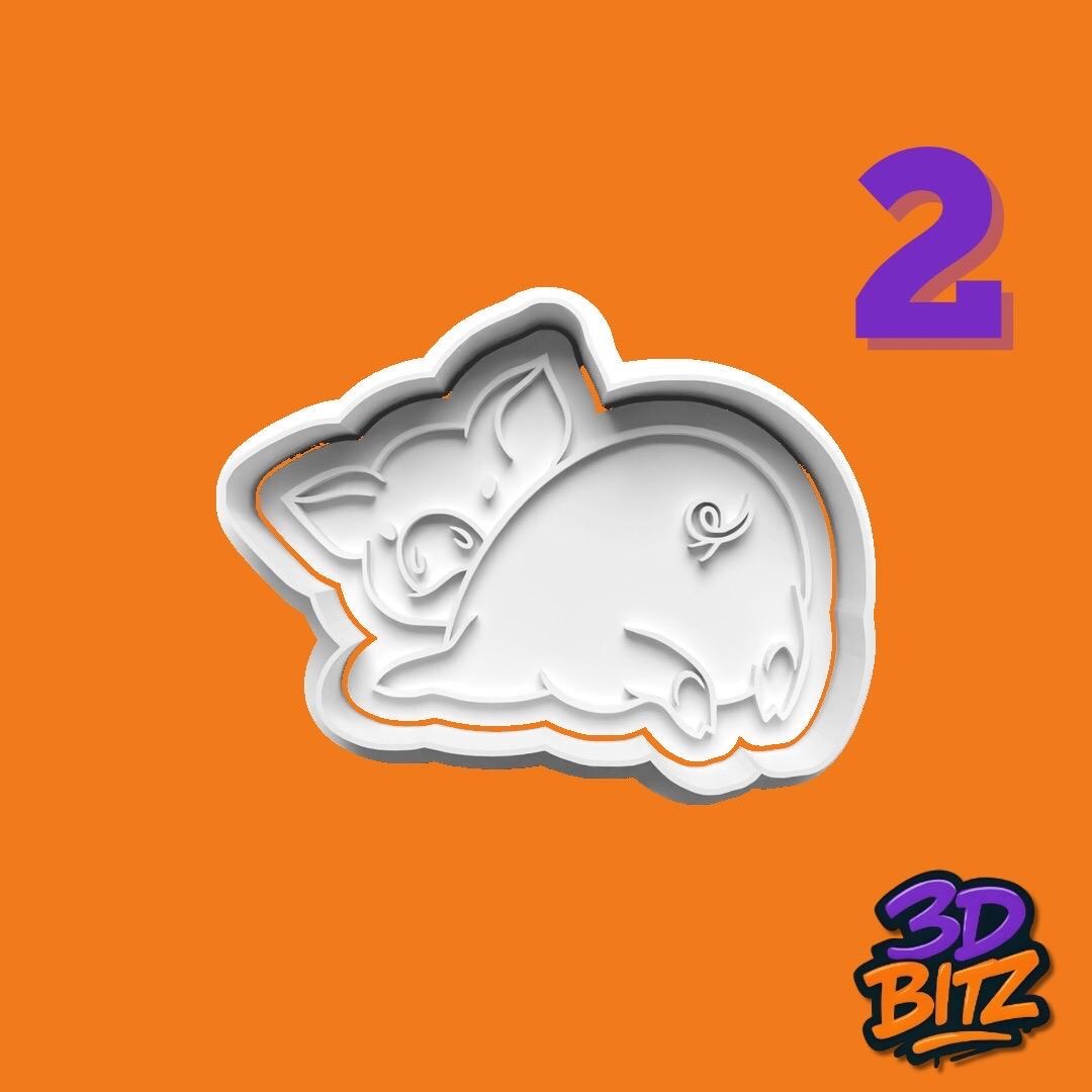 Pig Cookie Cutter Set, Farm Animal Theme Cookie Cutter & Embosser Set