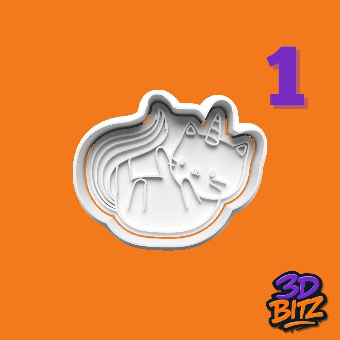 Unicorn Cat Cookie Cutter & Embosser Set