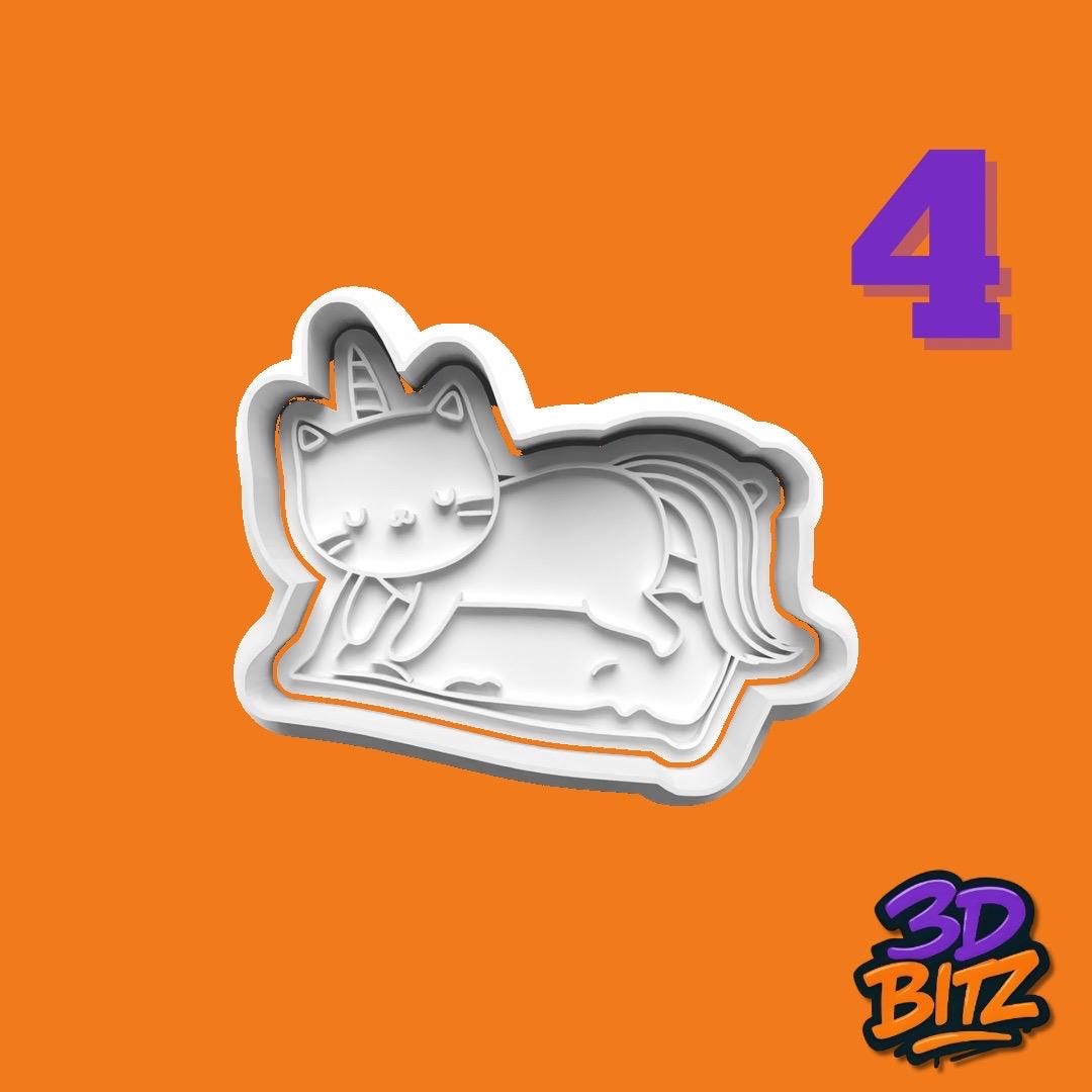 Unicorn Cat Cookie Cutter & Embosser Set