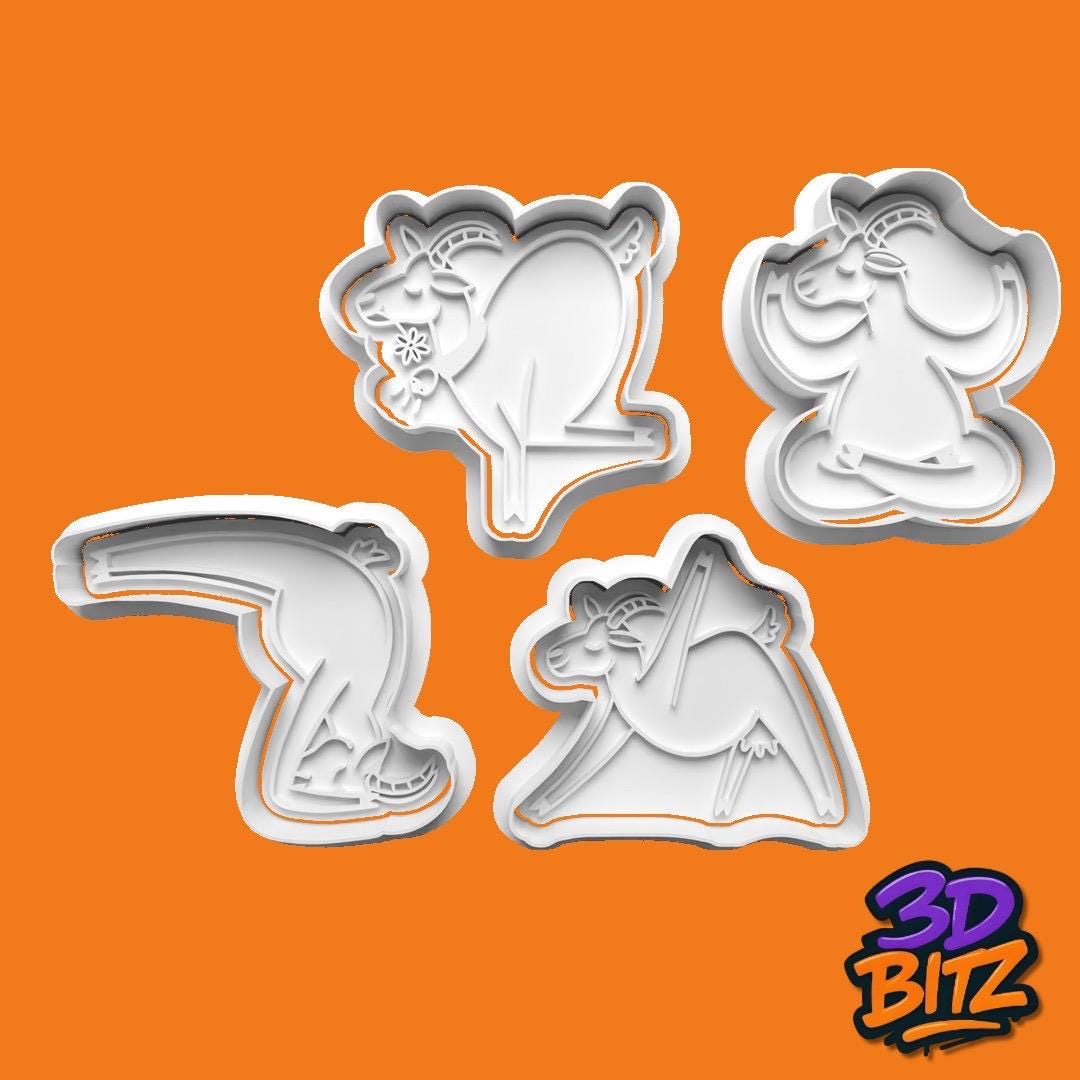 Yoga goat Cookie Cutter & Embosser Set