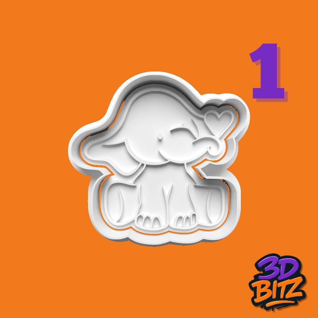 Baby Animal Cookie Cutter Set: Koala, Bear, Kitten, Elephant Cookie Cutter & Embosser Set