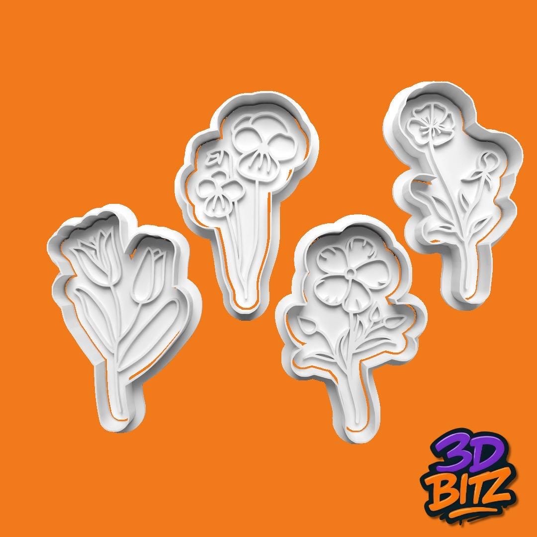 Floral Stem Cookie Cutter & Embosser Set