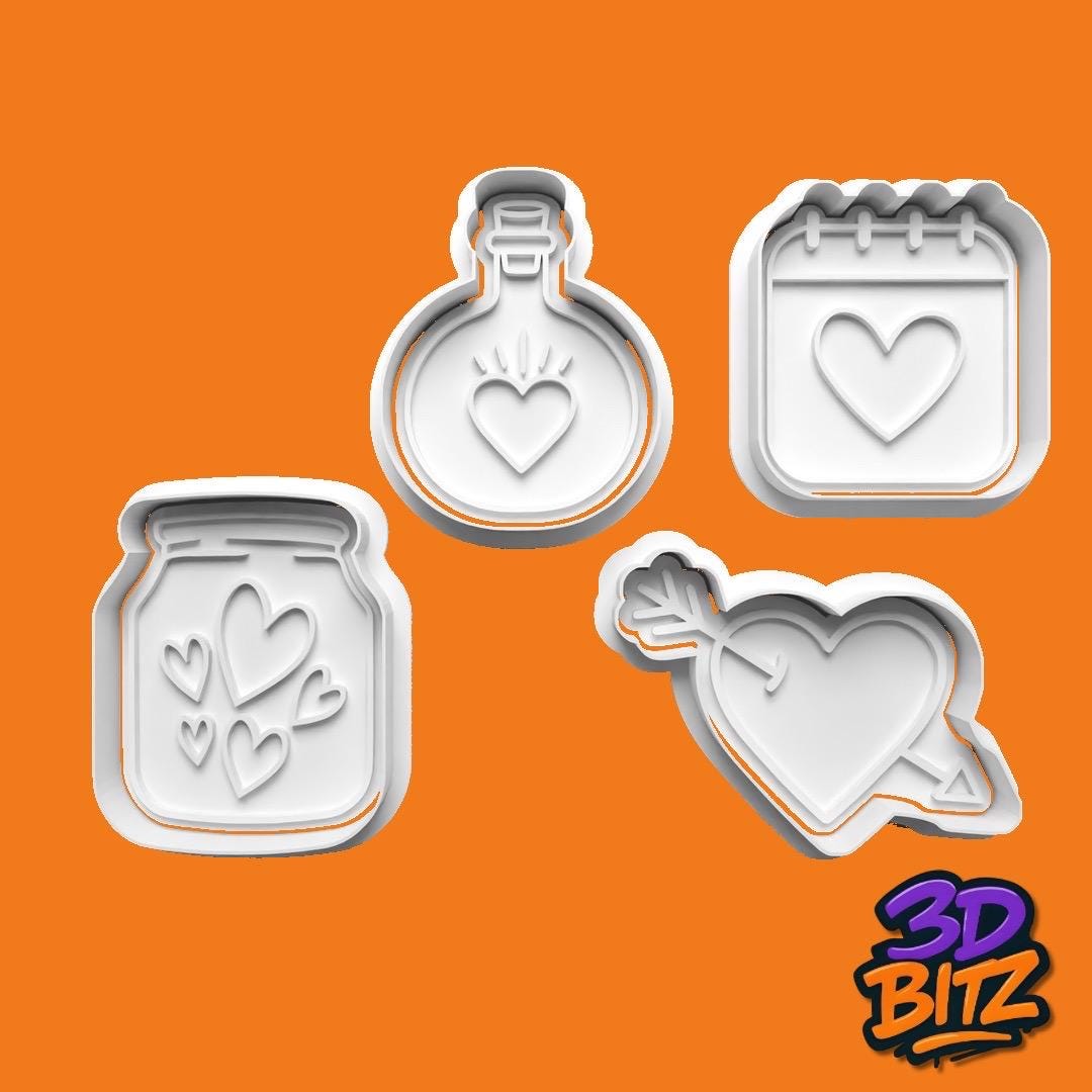 Heart Love Cookie Cutter & Embosser Set