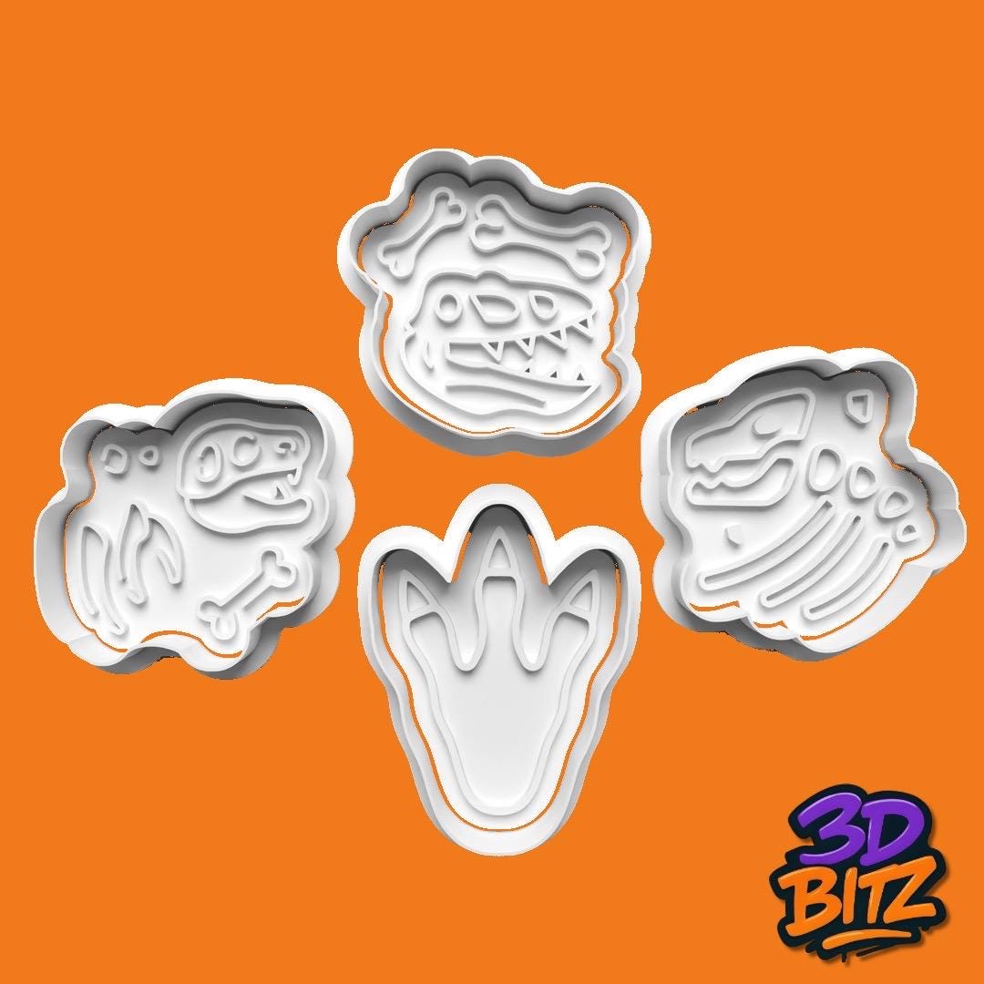 Dinosaur fossils Cookie Cutter & Embosser Set