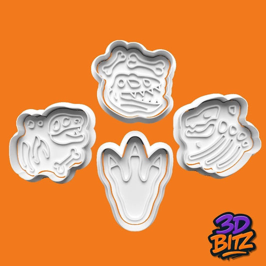 Dinosaur fossils Cookie Cutter & Embosser Set