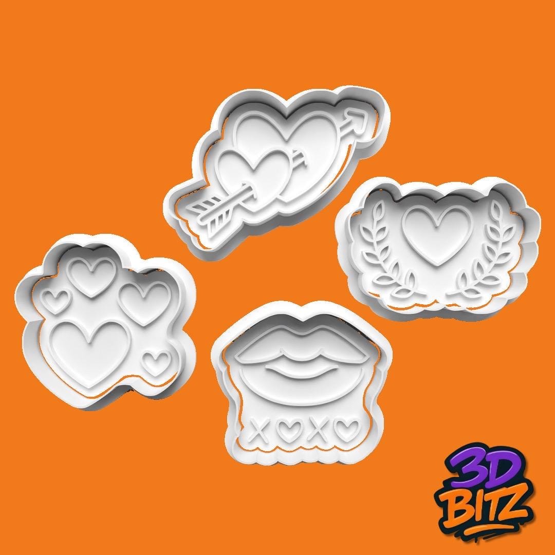 Valentine Heart Cookie Cutter & Embosser Set
