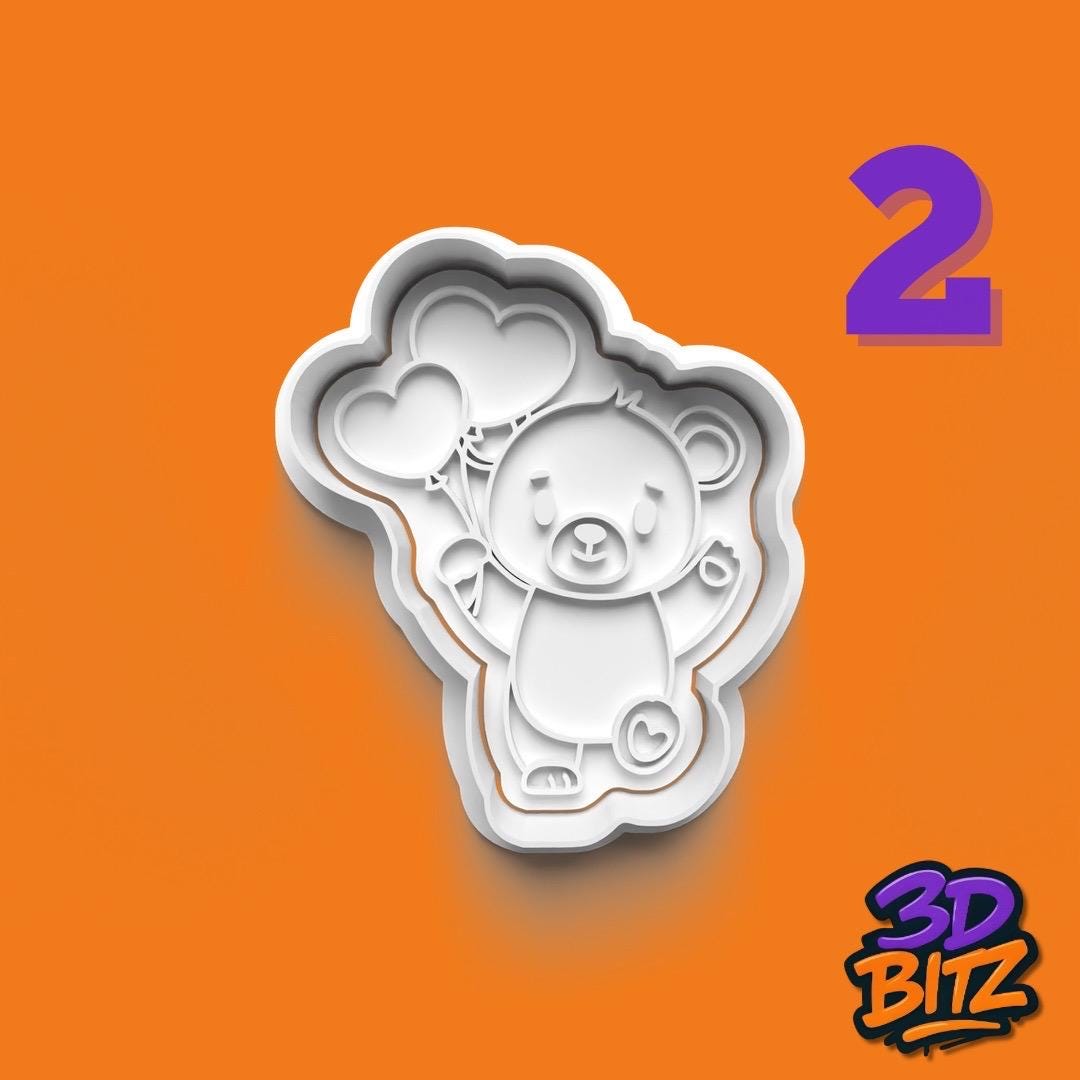 Teddy Bear Cookie Cutter & Embosser Set: Valentine's Day, Baby Shower