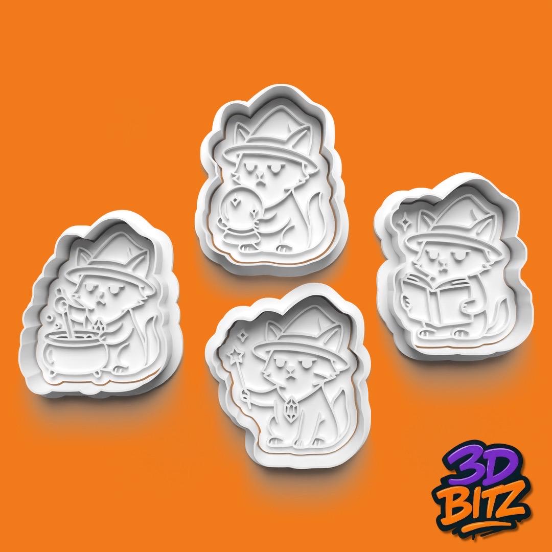 Witch Cat Cookie Cutter & Embosser Set