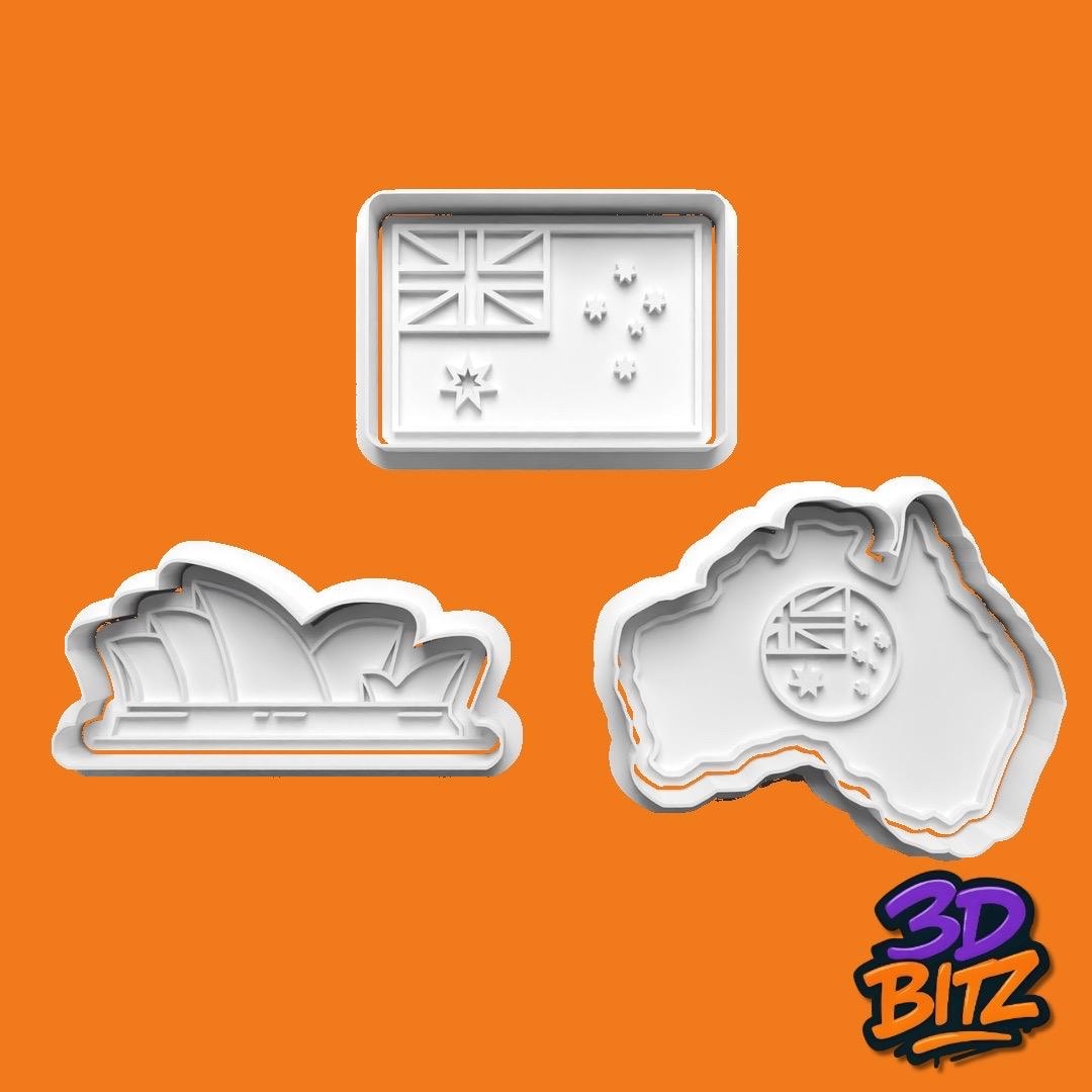 Australia Cookie Cutter & Embosser Set