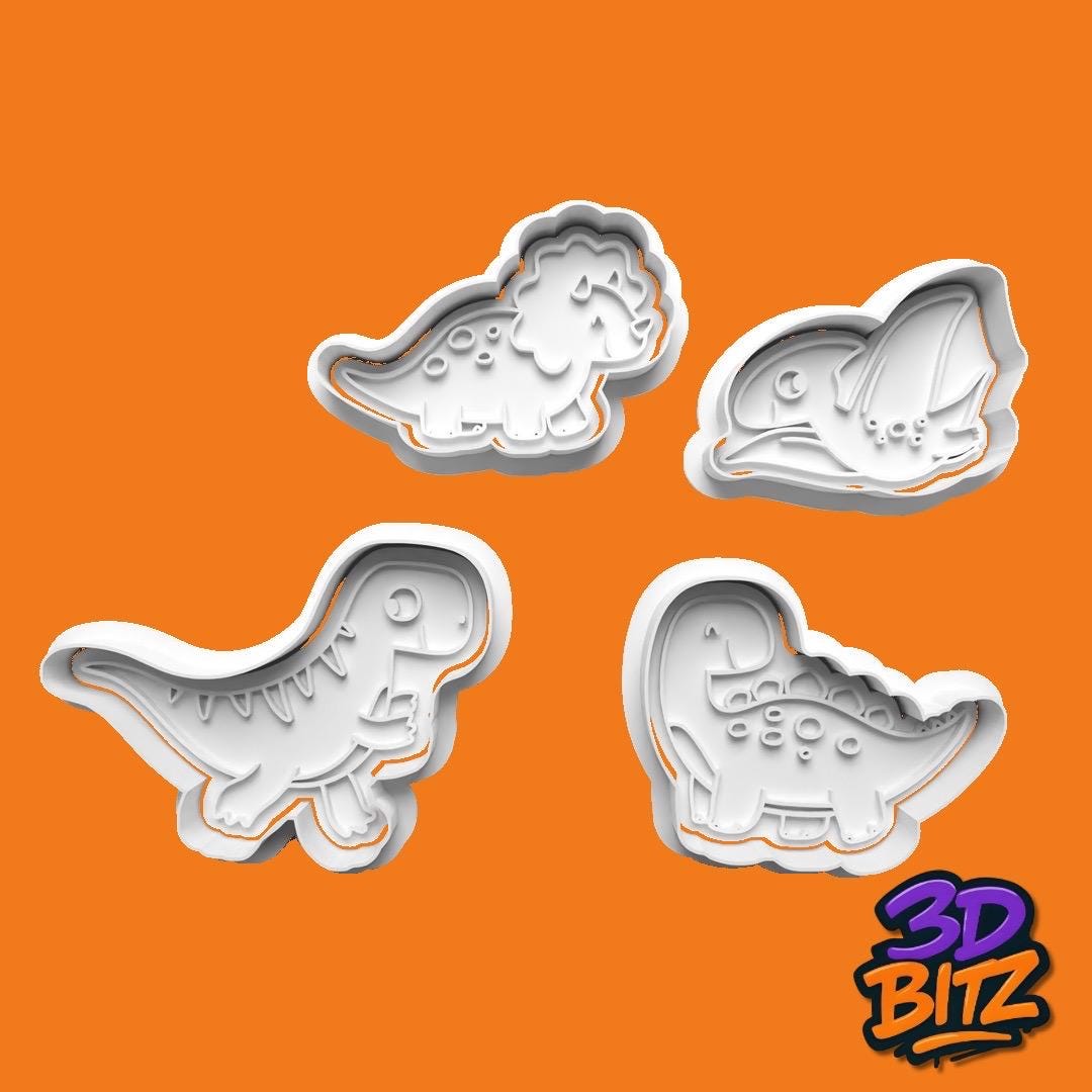 Dinosaur Cookie Cutter & Embosser Set: T-Rex, Triceratops, Pterodactyl