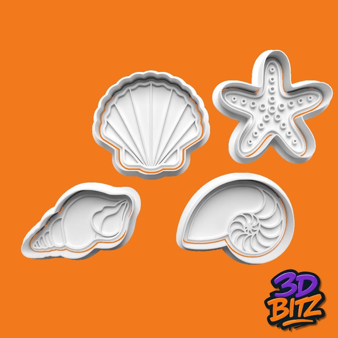 Sea Shell Cookie Cutter & Embosser Set