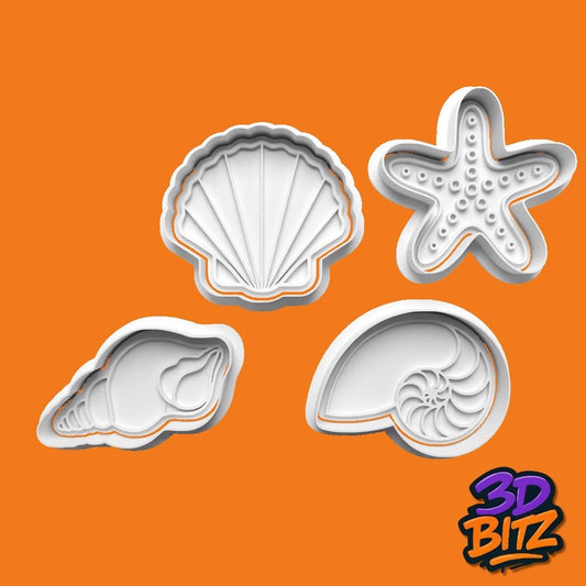 Sea Shell Cookie Cutter & Embosser Set