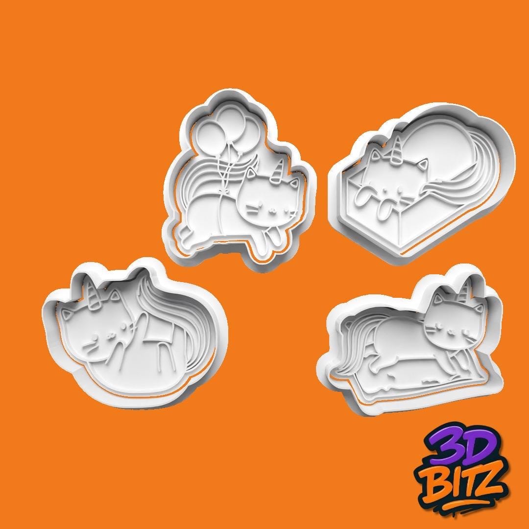 Unicorn Cat Cookie Cutter & Embosser Set