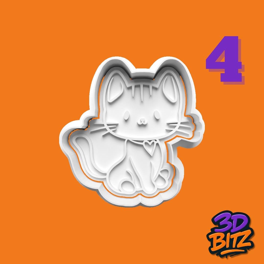 Baby Animal Cookie Cutter Set: Koala, Bear, Kitten, Elephant Cookie Cutter & Embosser Set
