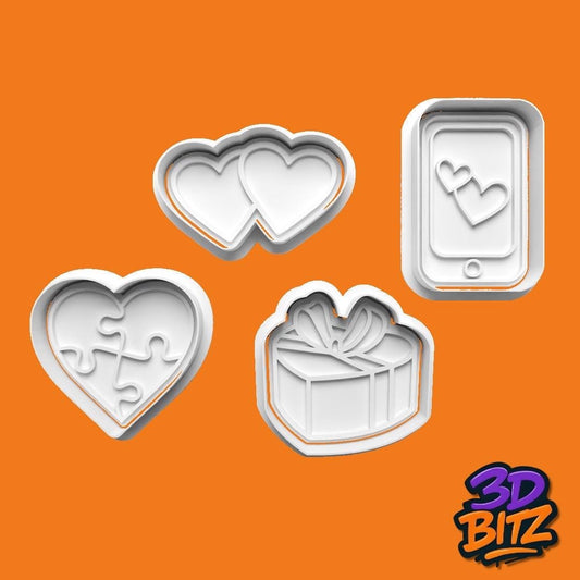 Heart Love Valentine’s Day Cookie Cutter & Embosser Set