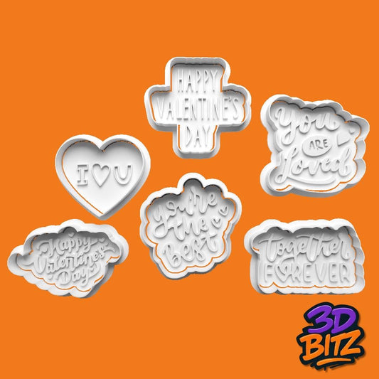 Valentine love Message Cookie Cutter & Embosser Set