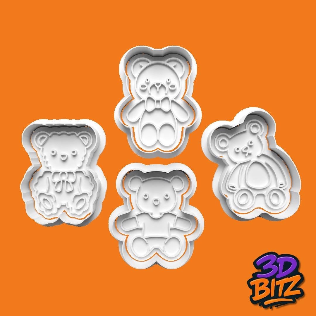 Vintage Teddy Bear Cookie Cutter & Embosser Set