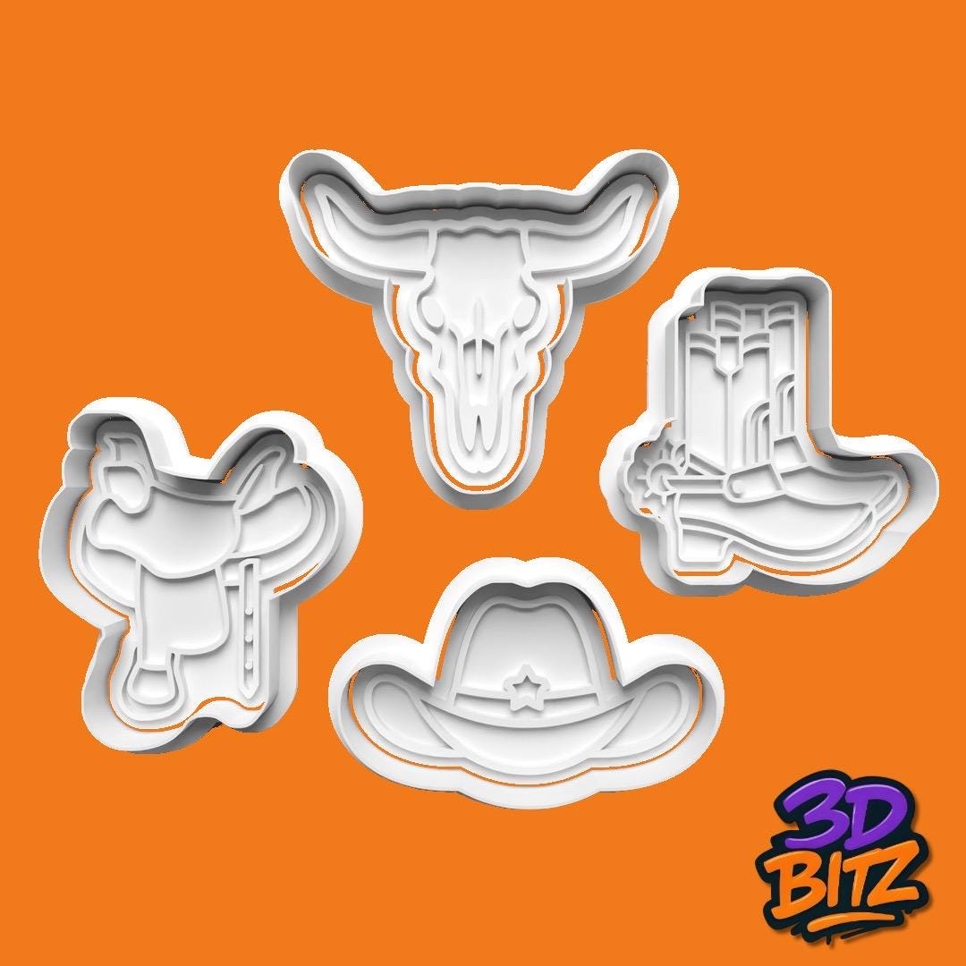 Cowboy Western Cookie Cutter & Embosser Set