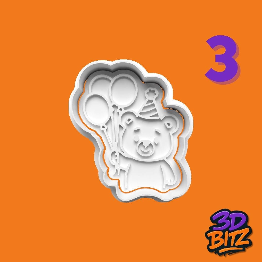 Birthday Bear Cookie Cutter & Embosser Set