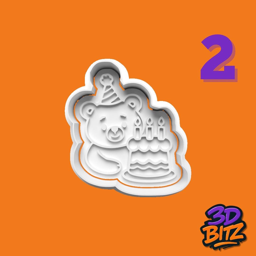 Birthday Bear Cookie Cutter & Embosser Set