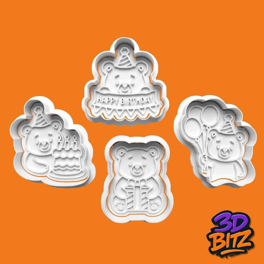 Birthday Bear Cookie Cutter & Embosser Set