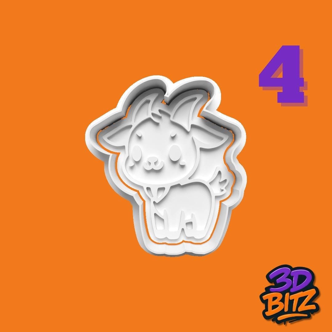 Farm Animal Cookie Cutter Set: Pig, Bunny, Duck, Goat Cookie Cutter & Embosser Set