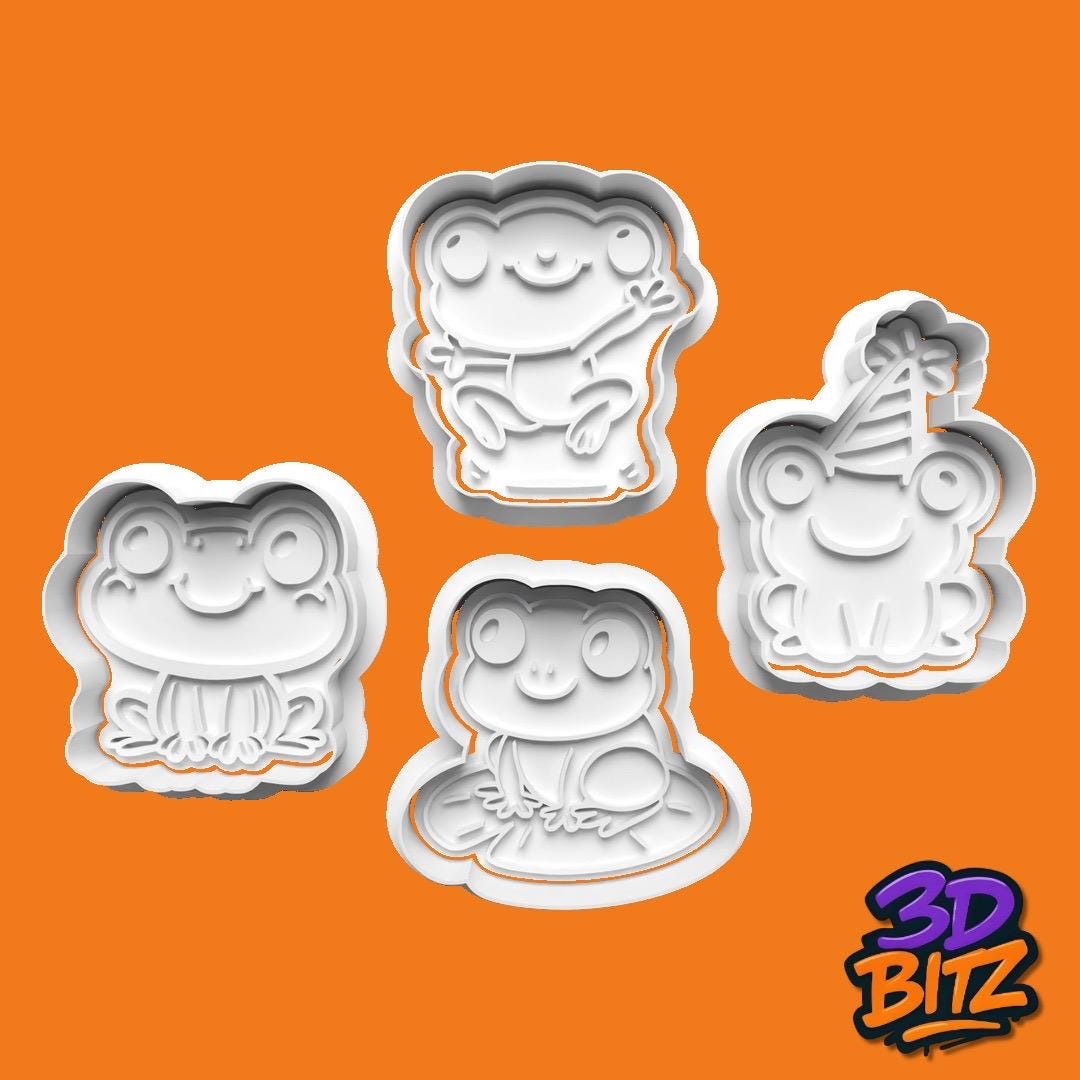 Frog Cookie Cutter Set: Playful Animal Designs, Kids Baking Cookie Cutter & Embosser Set