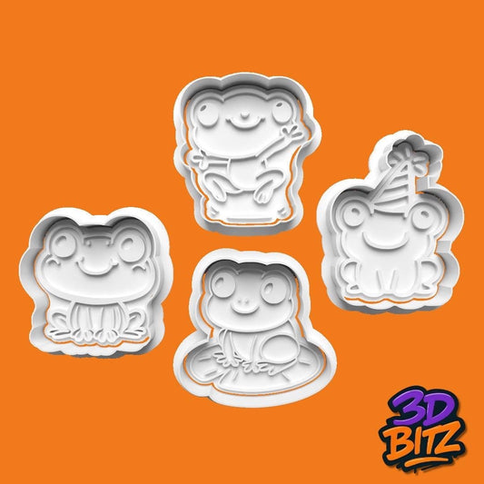 Frog Cookie Cutter Set: Playful Animal Designs, Kids Baking Cookie Cutter & Embosser Set