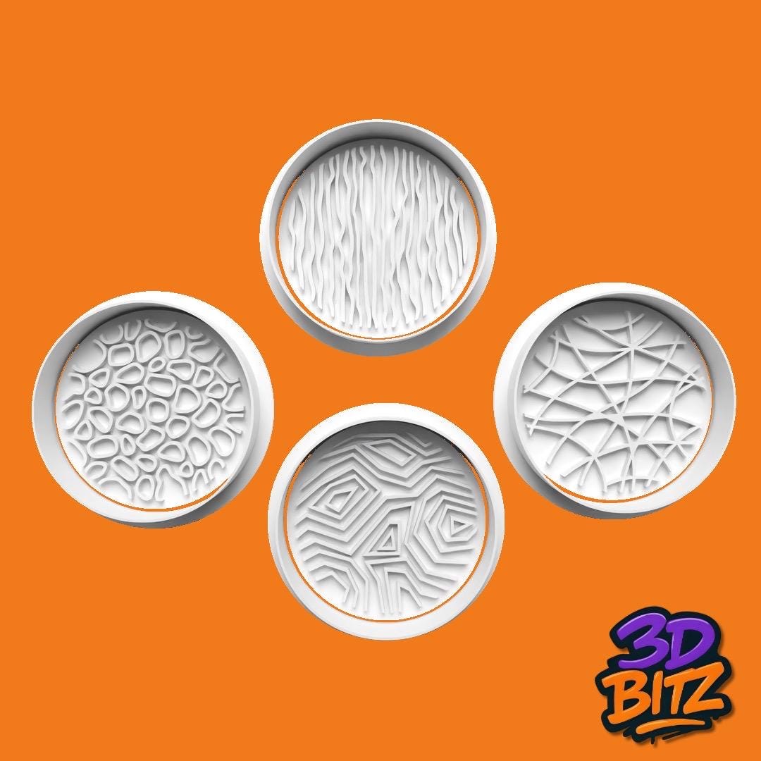 Textured pattern round Circle Cookie Cutter & Embosser Set
