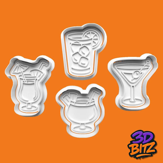 Cocktail Cookie Cutter & Embosser Set