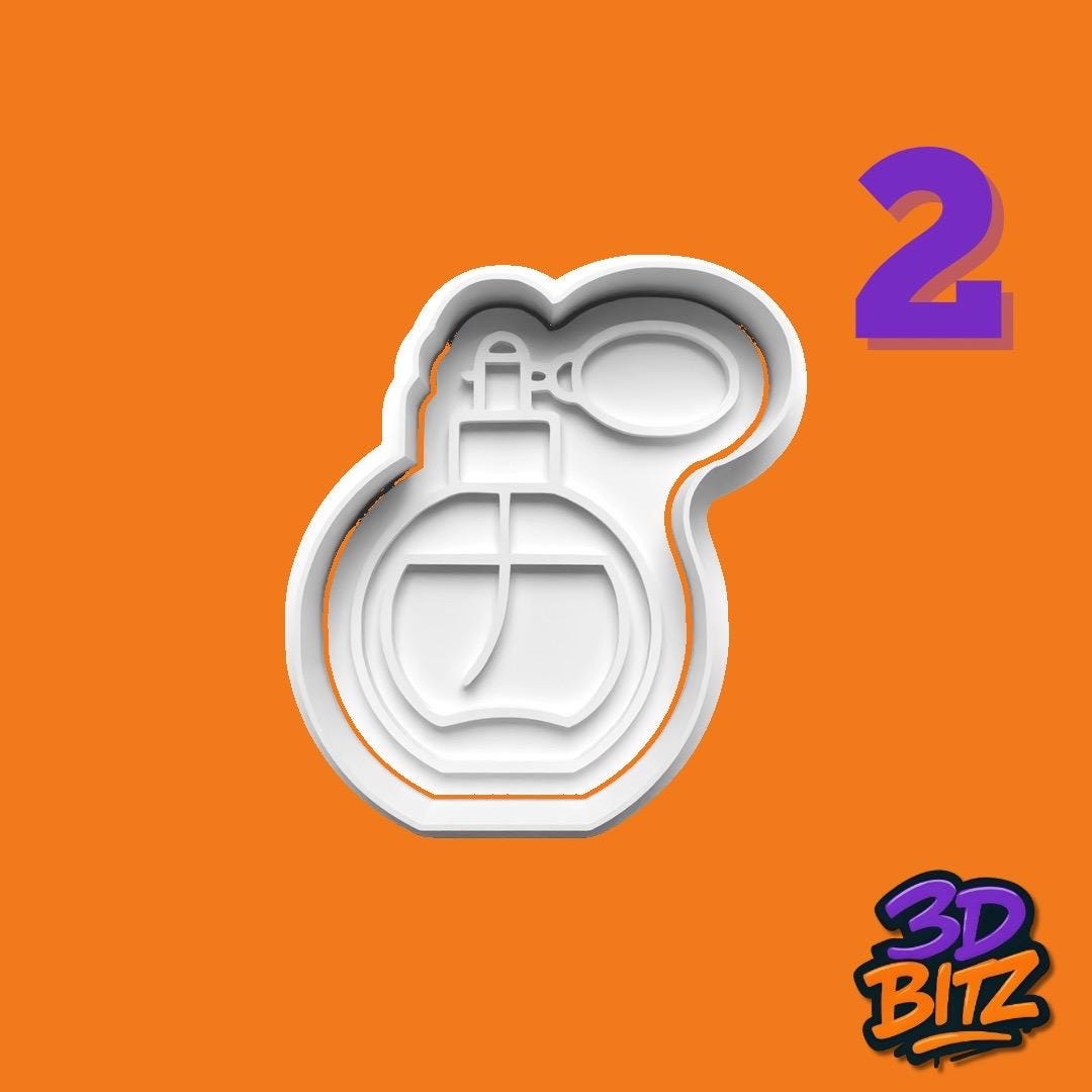 Perfume Bottle Cookie Cutter & Embosser Set