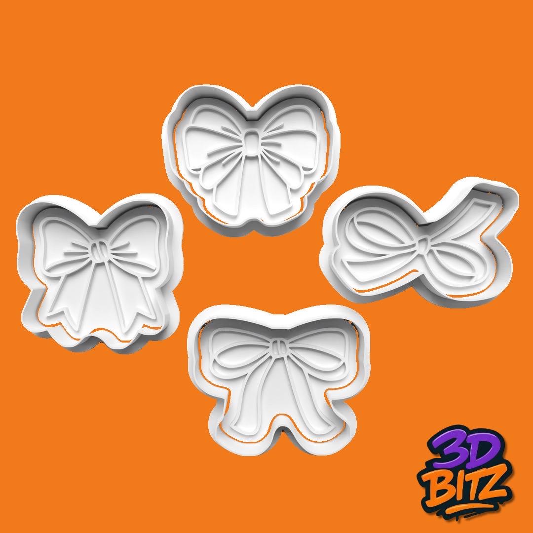 Bow and ribbon Cookie Cutter & Embosser Set