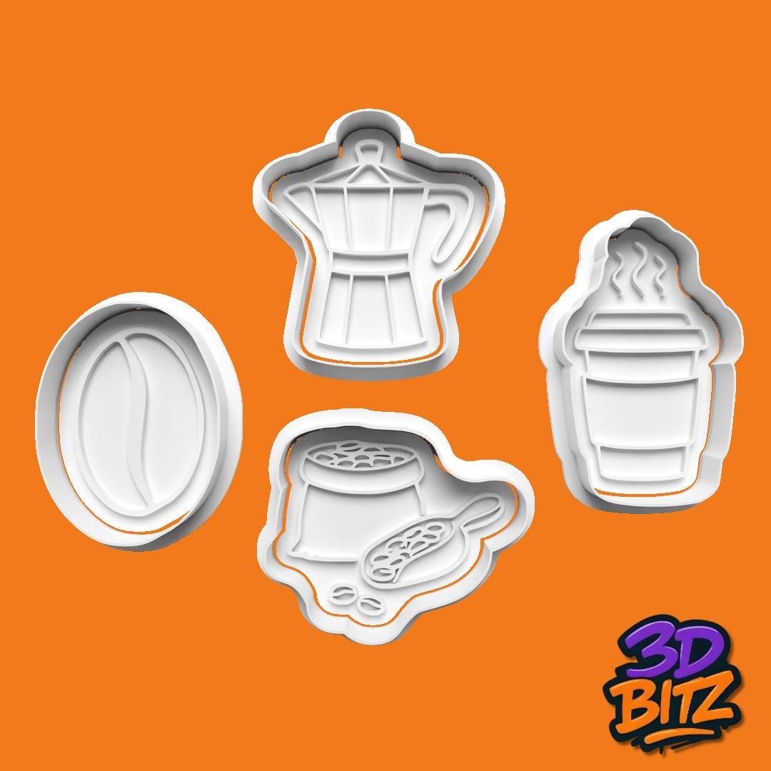 Coffee Cookie Cutter & Embosser Set
