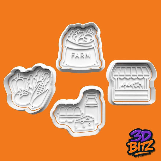 Farm Produce Cookie Cutter & Embosser Set