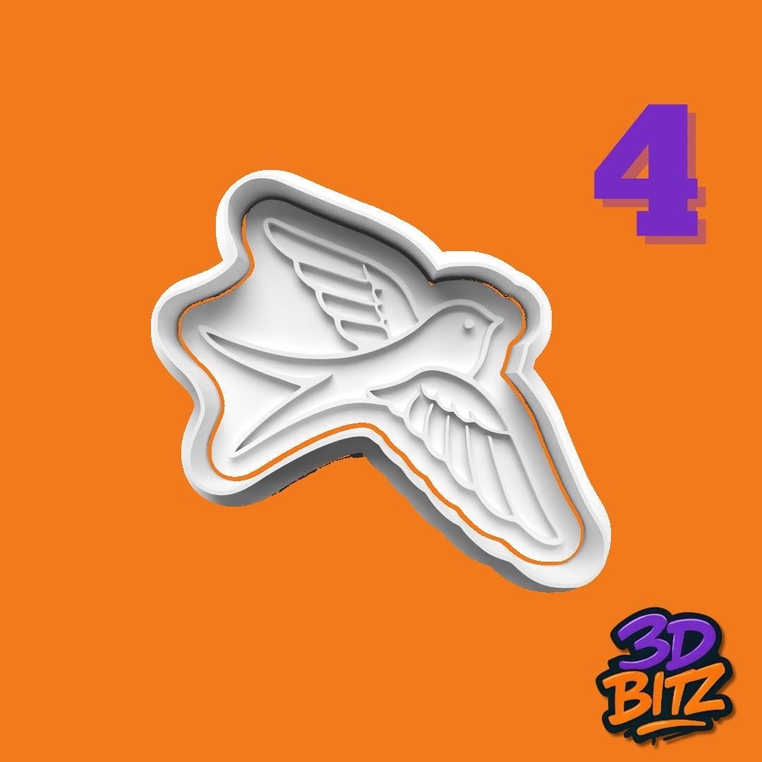 Bird swallow love birds Cookie Cutter & Embosser Set