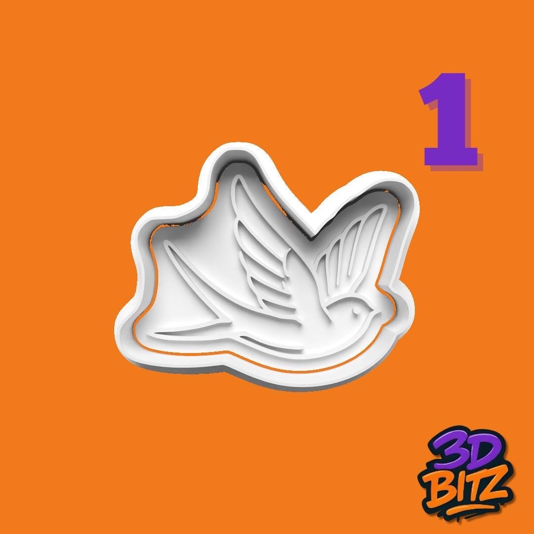Bird swallow love birds Cookie Cutter & Embosser Set