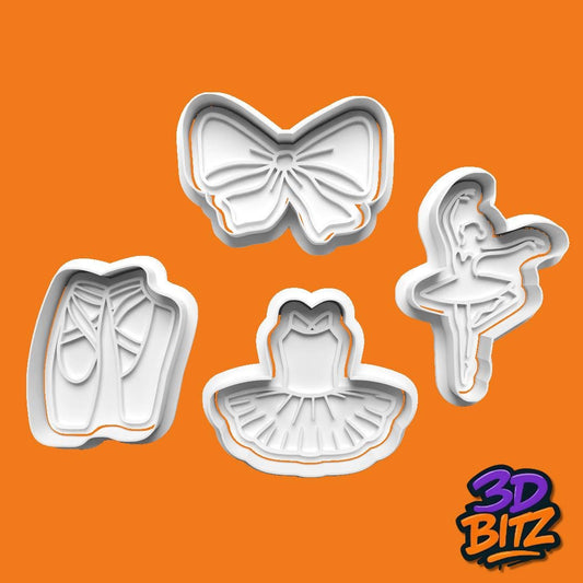 Ballet Cookie Cutter & Embosser Set: 3D Printed Baking Stamp