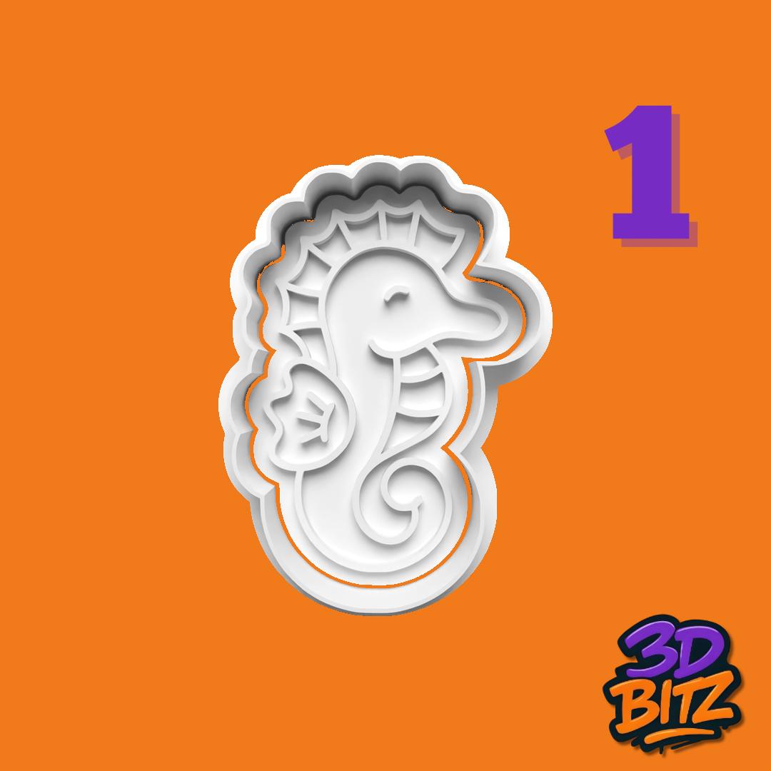Mermaid Cookie Cutters: Under the Sea Biscuit Embossers, Kids Party Baking Cookie Cutter & Embosser Set