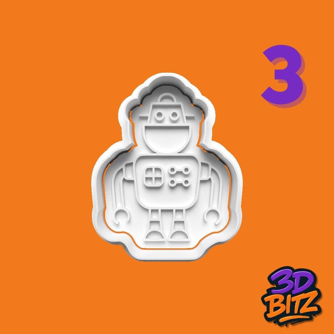 Robot Cookie Cutter & Embosser Set