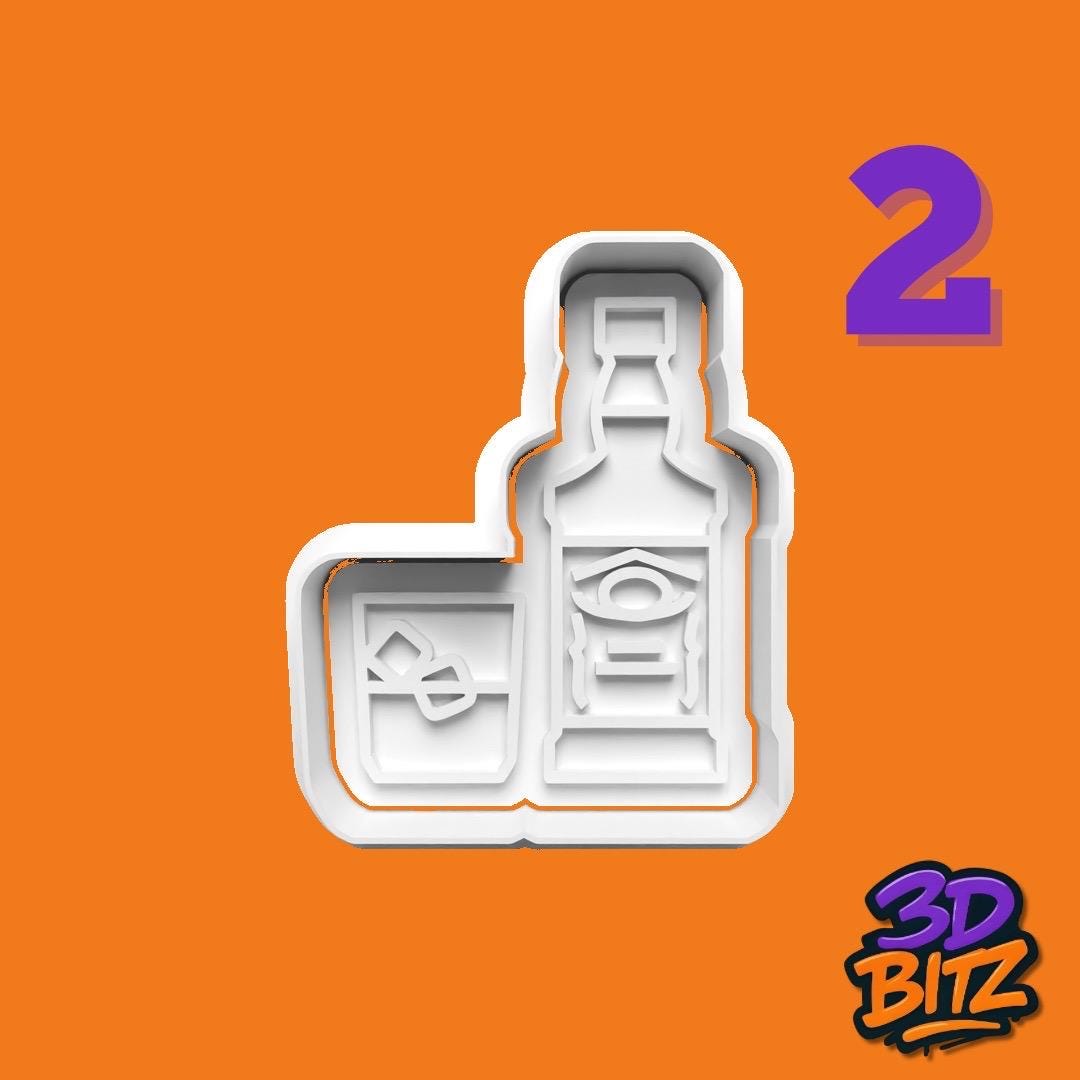 Alcohol Drinks Cookie Cutter & Embosser Set