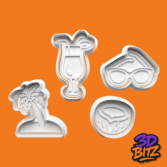Tropical Cocktail Cookie Cutter & Embosser Set