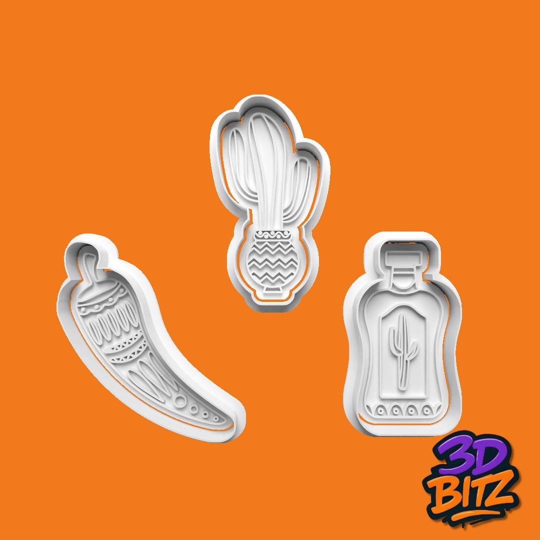 Boho Cactus Cookie Cutter & Embosser Set