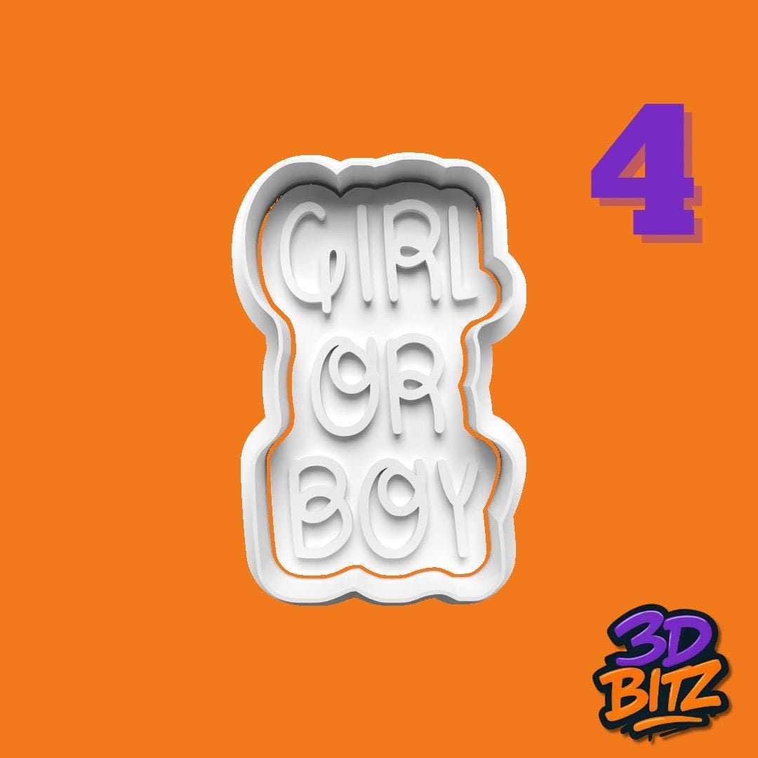 Gender Reveal Cookie Cutter & Embosser Set
