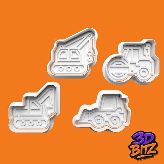Construction Vehicles Cookie Cutter & Embosser Set