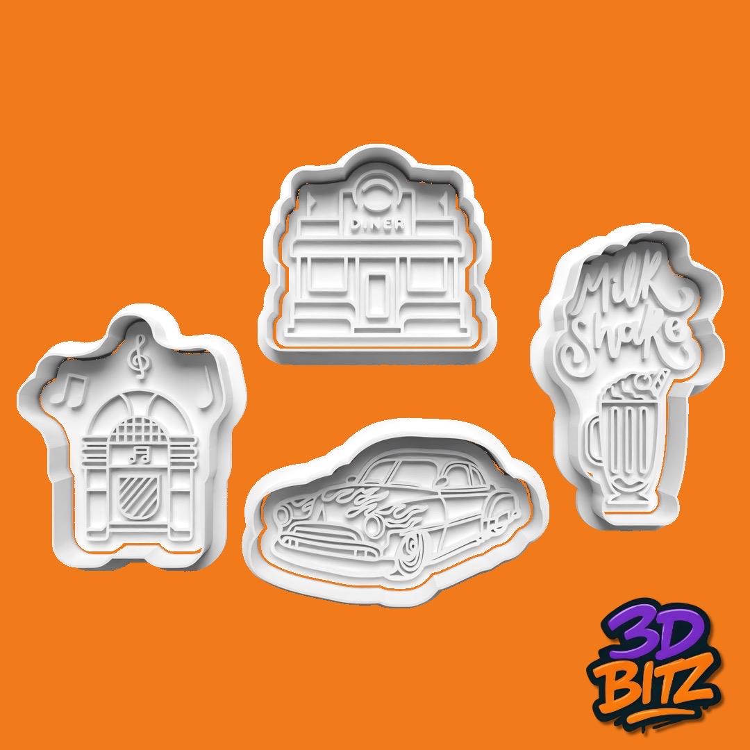 Retro Diner Cookie Cutter & Embosser Set