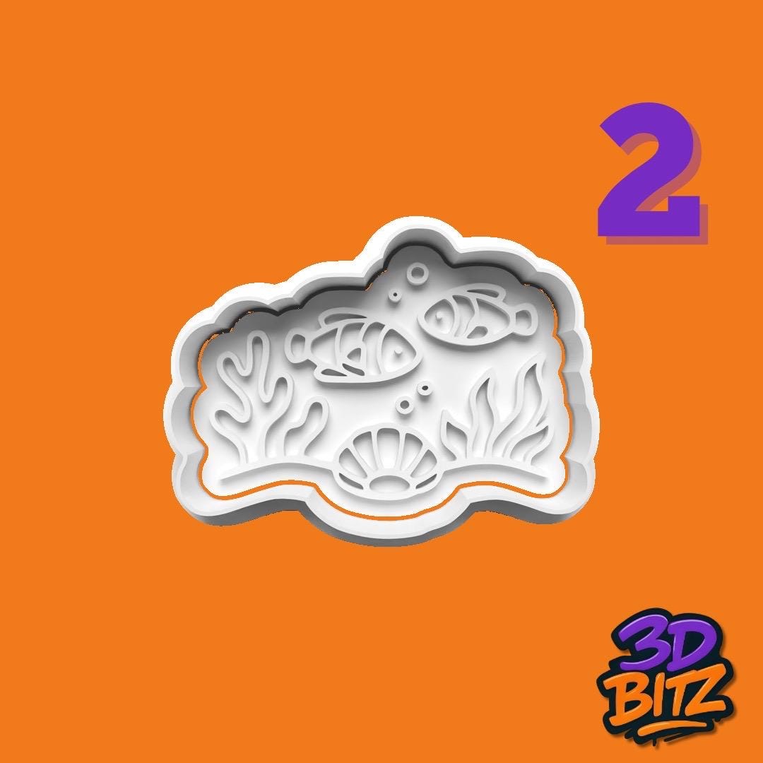 Ocean Scene coral reef Cookie Cutter & Embosser Set