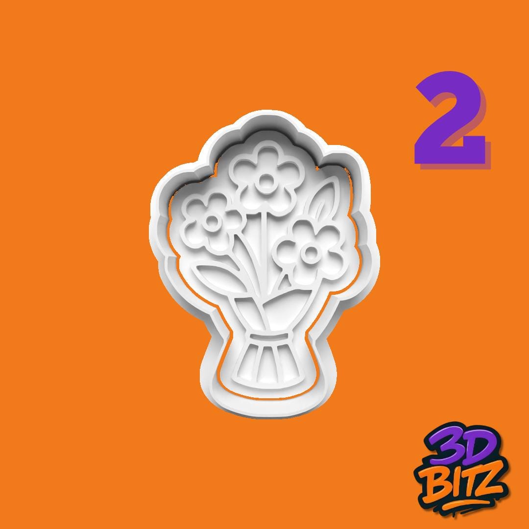 Floral Bouquet Cookie Cutter Set Cookie Cutter & Embosser Set