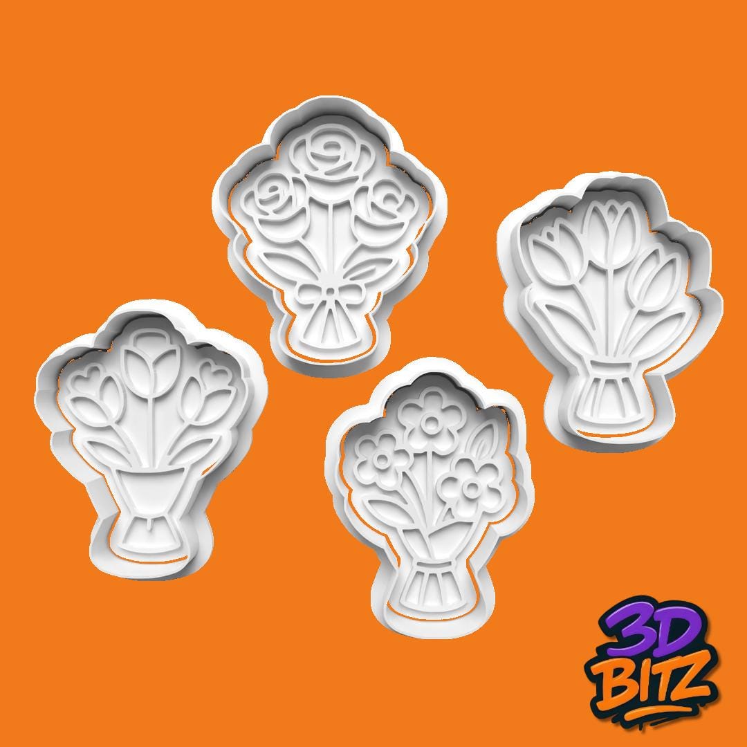 Floral Bouquet Cookie Cutter Set Cookie Cutter & Embosser Set